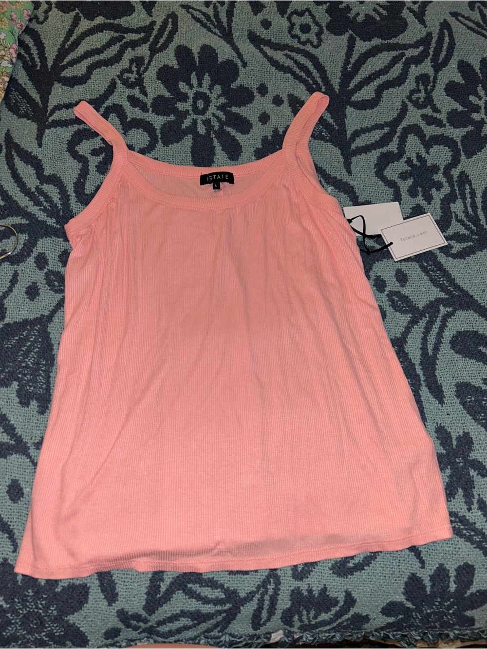 1. State Coral Pink Ribbed Tank Top